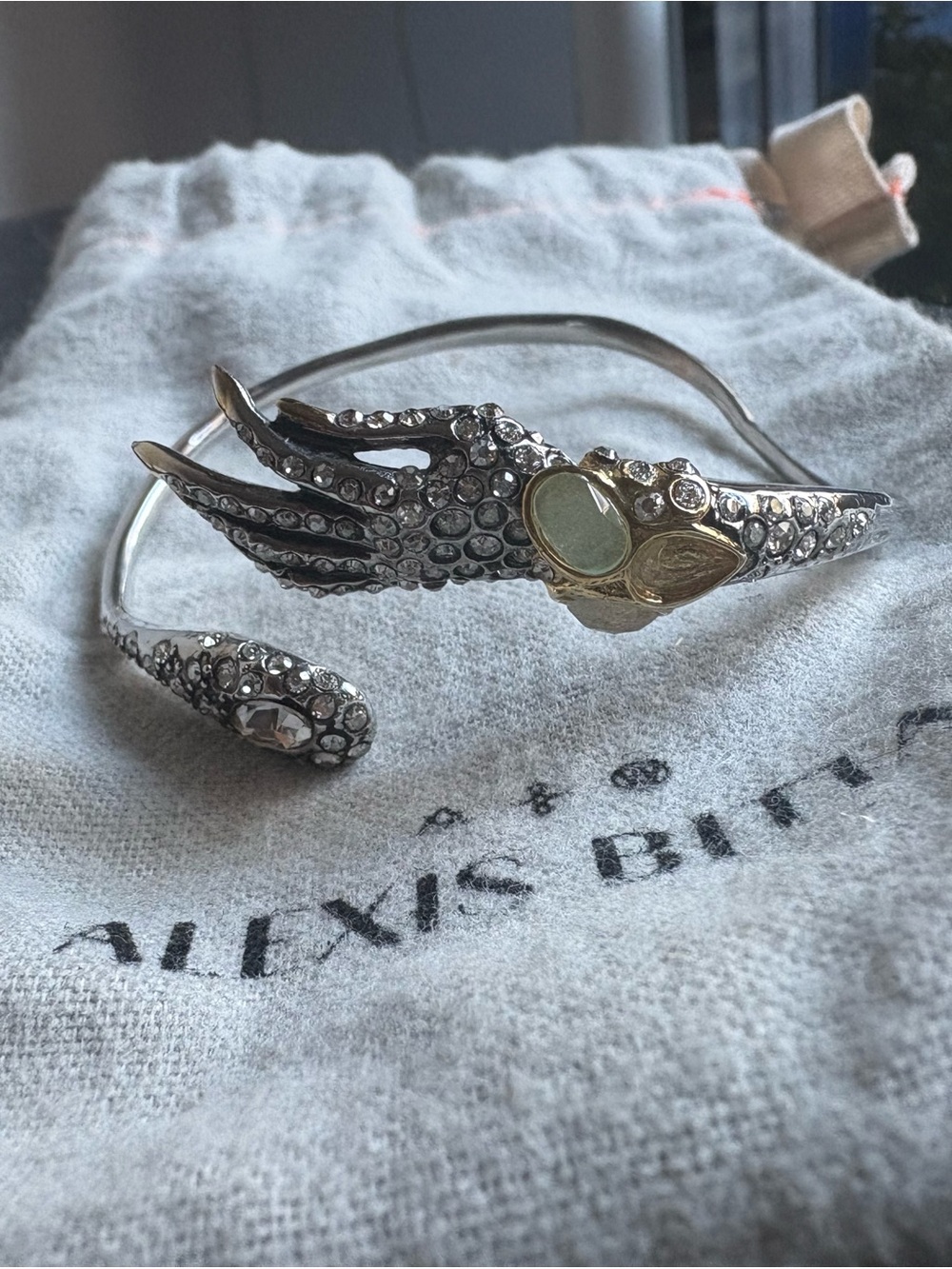 Alexis Bittar Crystal Pave Hand Motif Cuff with Stones